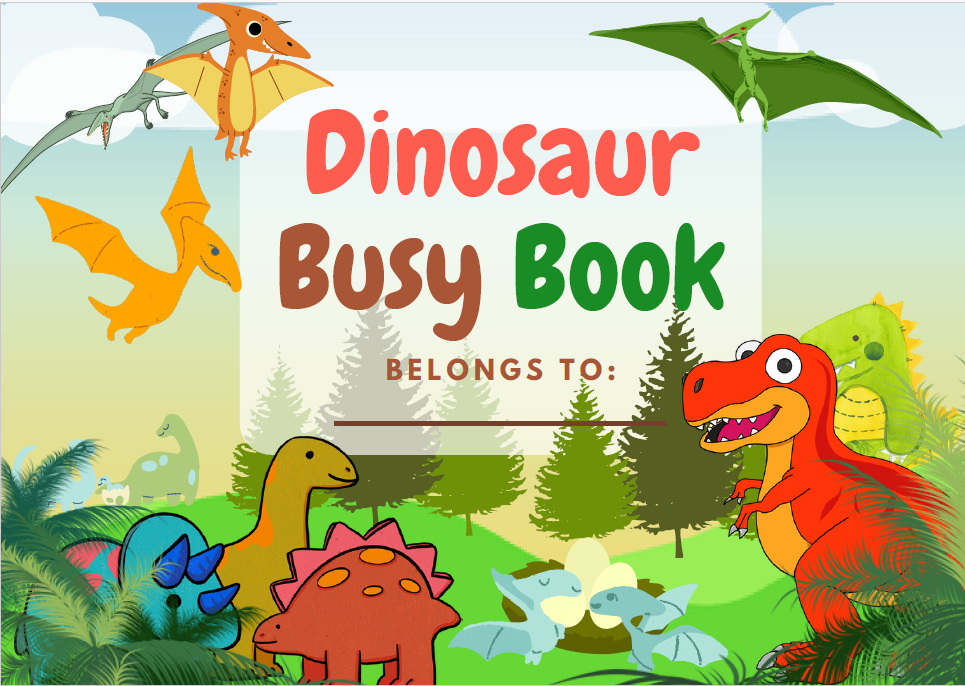 Dinosaur Busy Book PDF Printable | Toddler Quiet Book | Dinosaur Activities for Preschool | Tracing Matching Counting | Instant Download