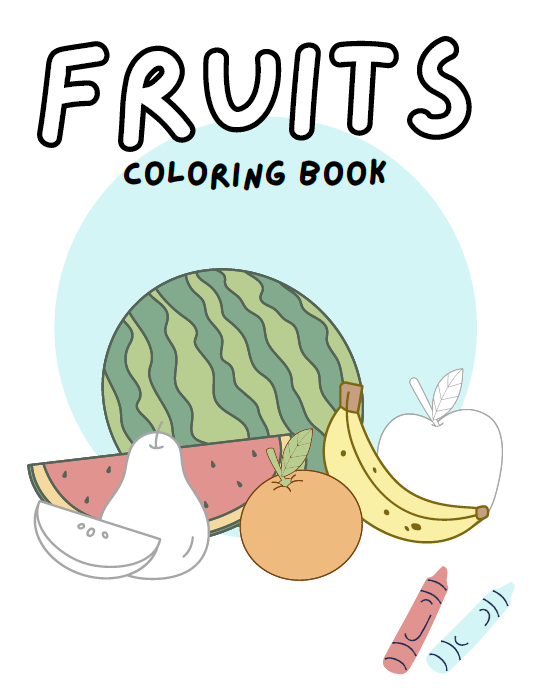 Fruits Coloring Book for Kids | 22 Pages Printable PDF | Fun Fruit Coloring Pages with Names | Instant Download