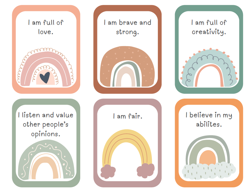 Positive Affirmation Cards for Kids | 78 Printable Rainbow Cards PDF | Daily Affirmations, Growth Mindset | Boho Classroom & Homeschool