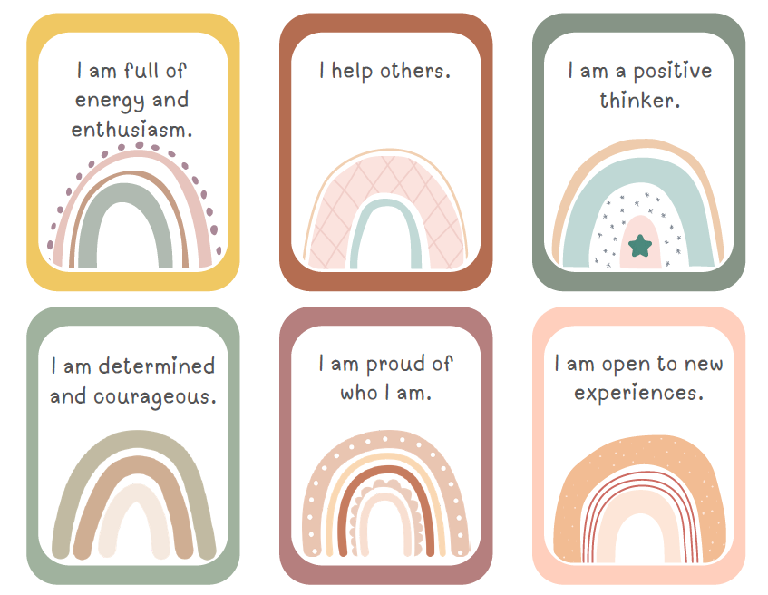 Positive Affirmation Cards for Kids | 78 Printable Rainbow Cards PDF | Daily Affirmations, Growth Mindset | Boho Classroom & Homeschool