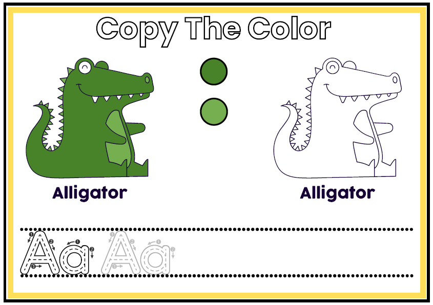 Preschool & Kindergarten Worksheets | Copy The Color Animals PDF | 80 Pages Tracing Letters | Fine Motor Skills Workbook