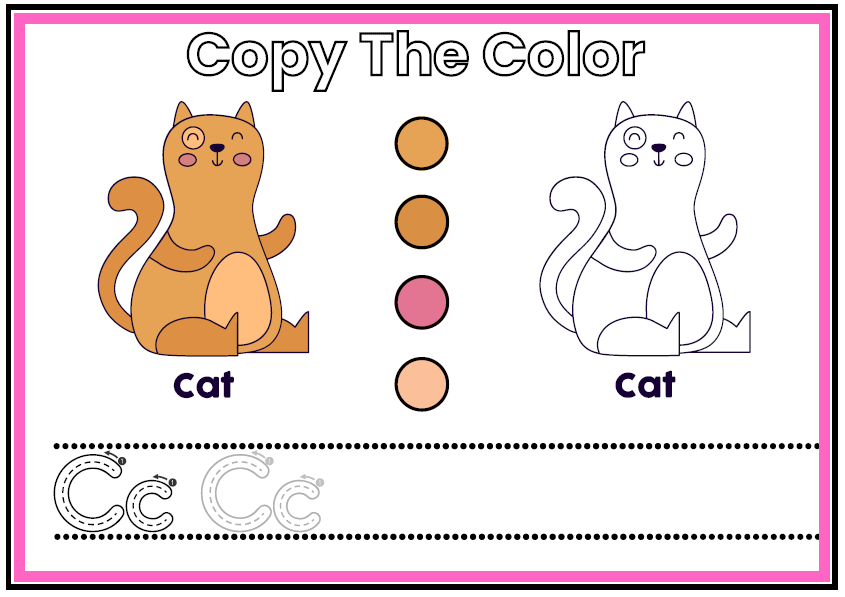 Preschool & Kindergarten Worksheets | Copy The Color Animals PDF | 80 Pages Tracing Letters | Fine Motor Skills Workbook