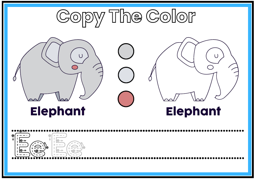 Preschool & Kindergarten Worksheets | Copy The Color Animals PDF | 80 Pages Tracing Letters | Fine Motor Skills Workbook