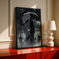 Grim Reaper Poster, Dark Gothic Wall Art, Skull Scythe Graveyard Print, Halloween Horror Decor