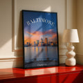 Baltimore Skyline Poster, Charm City Sunset Wall Art, Maryland cityscape print