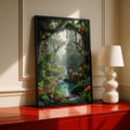 Jungle Wildlife Poster, Tropical Rainforest Animals Wall Art, Elephant Tiger Parrot Print