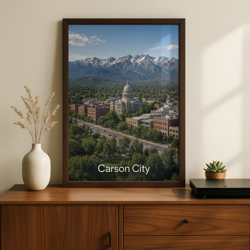 Carson City Nevada Poster, State Capitol Wall Art, Sierra Nevada Mountain Print, NV City