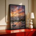 New Orleans Poster, The Big Easy Skyline Wall Art, Mississippi River Sunset Print