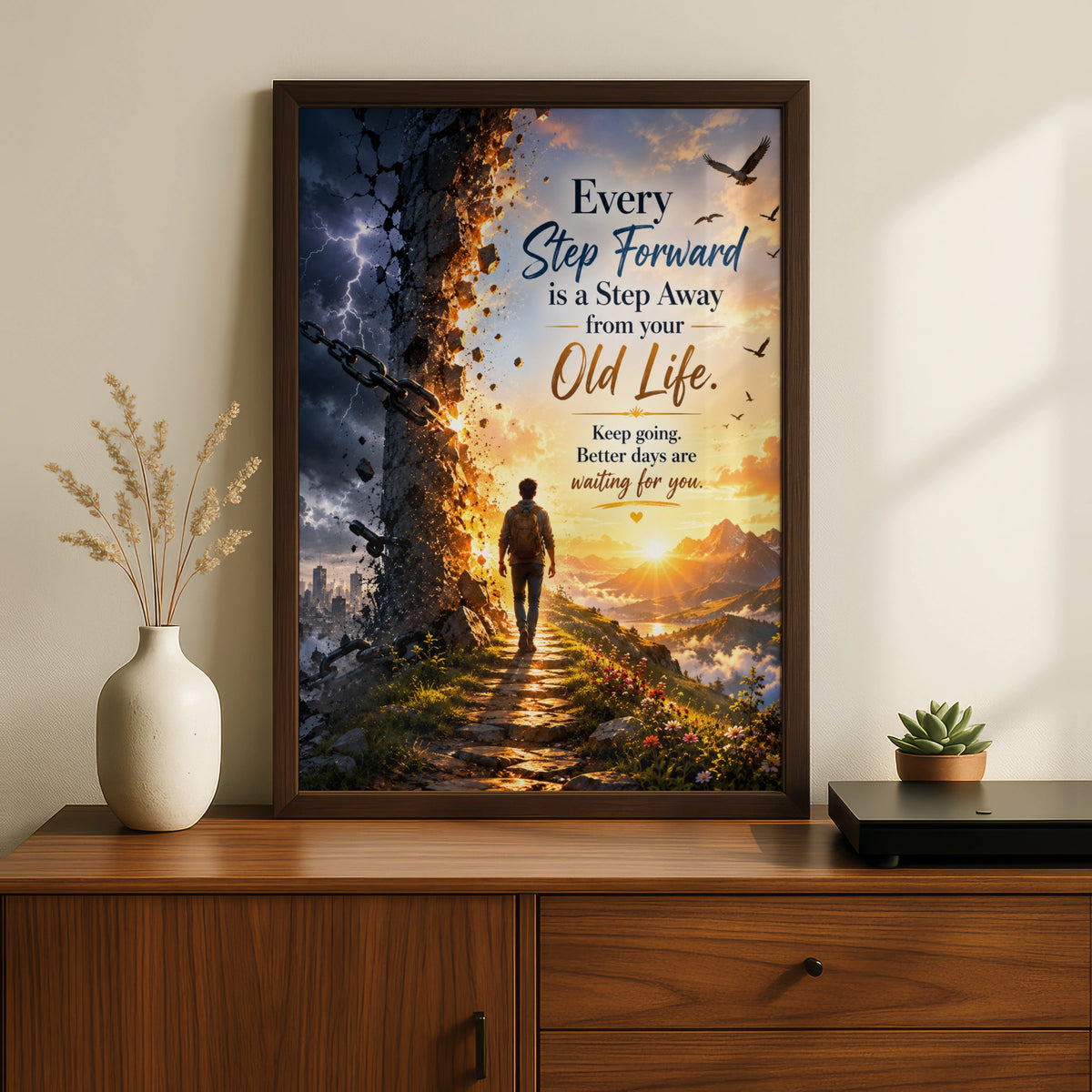 Step Forward Motivational Quote Poster, Inspirational Wall Art Print, New Chapter