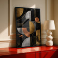Metallic Abstract Geometric Art Print, Gold Silver Copper Black Modern Poster