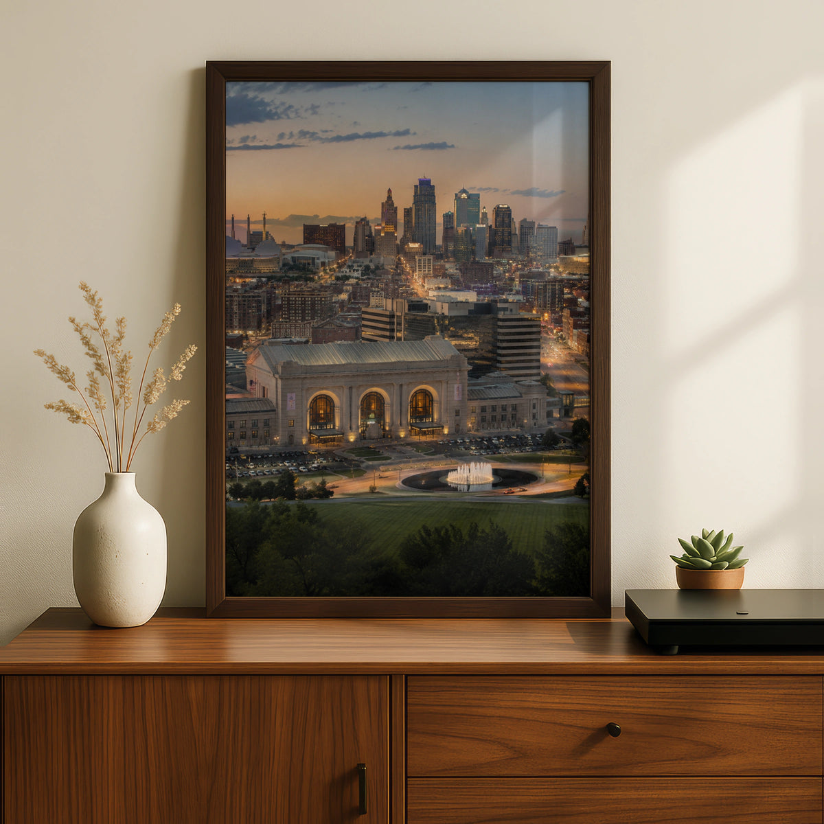 Kansas City Skyline Print, Union Station Sunset Poster, KC Wall Art, Missouri Gift