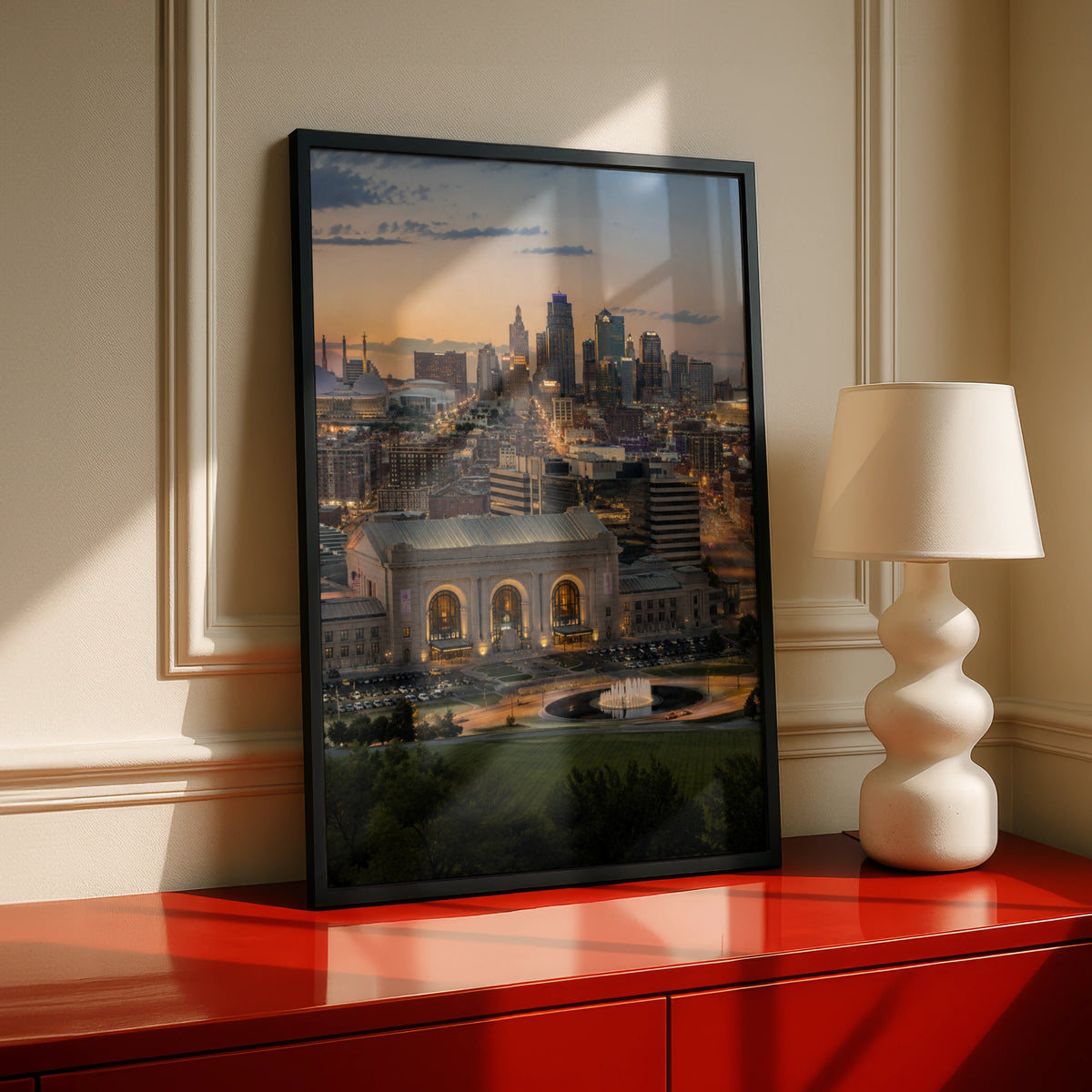 Kansas City Skyline Print, Union Station Sunset Poster, KC Wall Art, Missouri Gift
