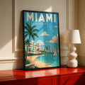 Miami Florida Travel Poster, Ocean Drive Art Deco Wall Art, Beach Print, Retro USA City
