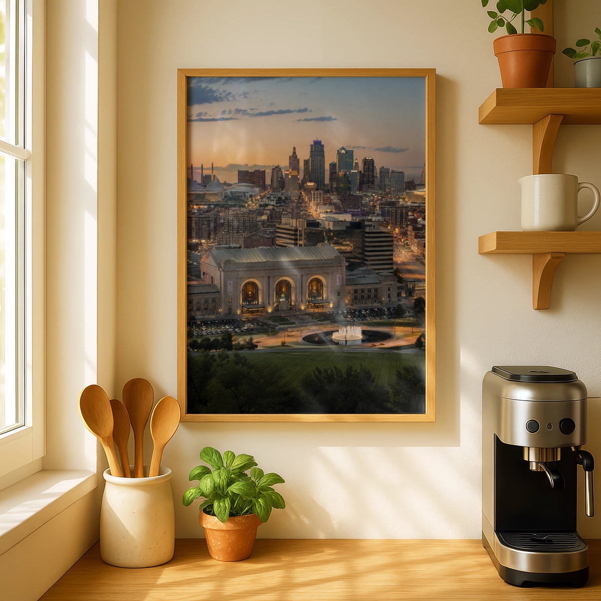 Kansas City Skyline Print, Union Station Sunset Poster, KC Wall Art, Missouri Gift