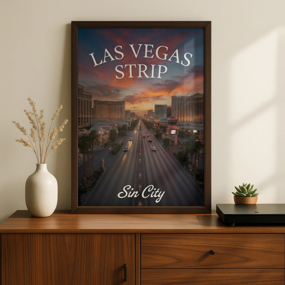 Las Vegas Strip Poster, Sin City Wall Art, Nevada Skyline Print, Sunset Boulevard Decor