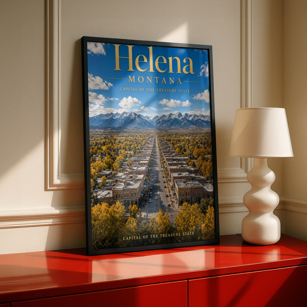Helena Montana Travel Poster, Capital Treasure State Wall Art, Rocky Mountain Print