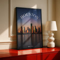 Houston Skyline Poster, Space City Texas Wall Art, Sunset Downtown Print, City Decor