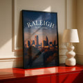 Raleigh North Carolina Skyline Poster, City of Oaks Sunset Wall Art, NC Gift