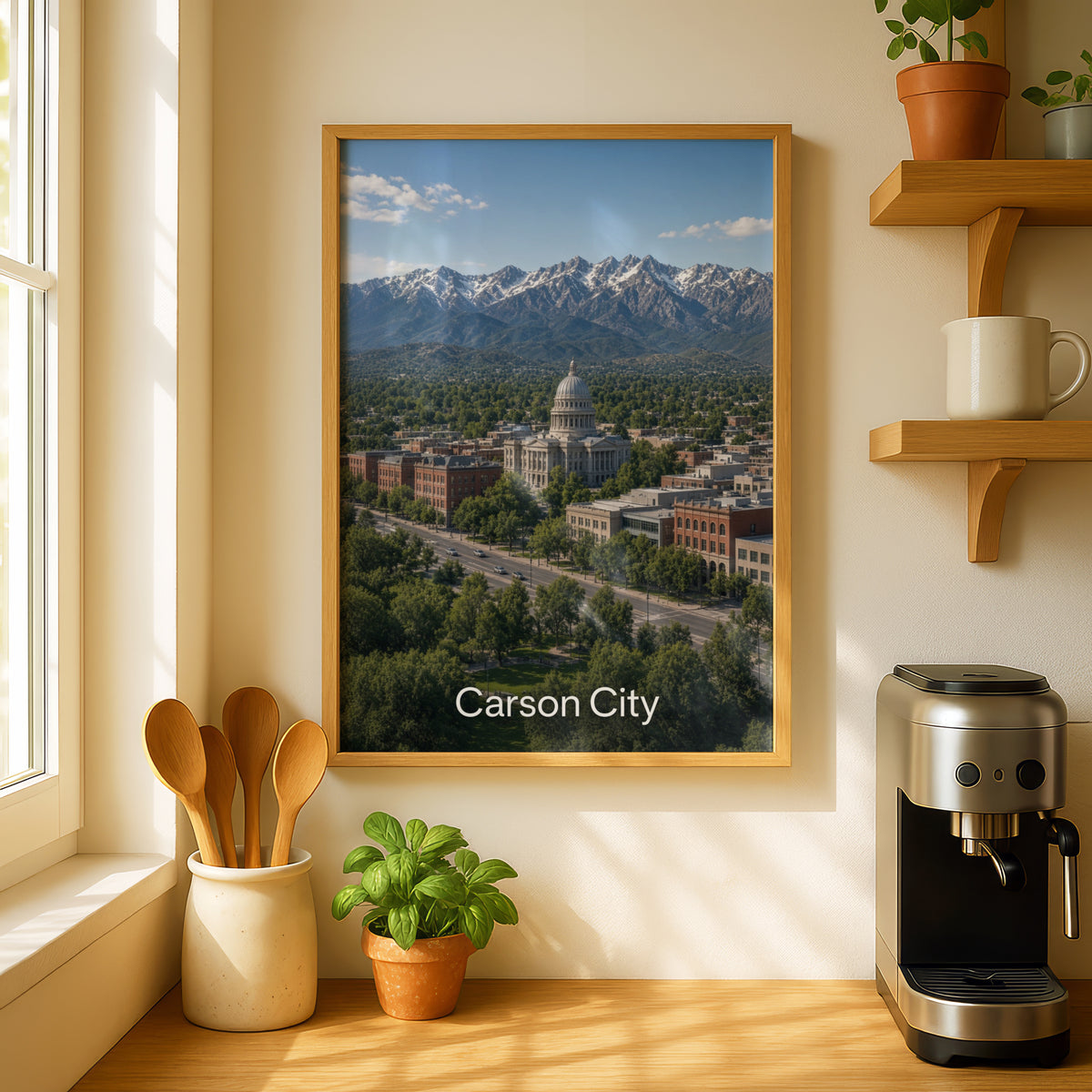 Carson City Nevada Poster, State Capitol Wall Art, Sierra Nevada Mountain Print, NV City