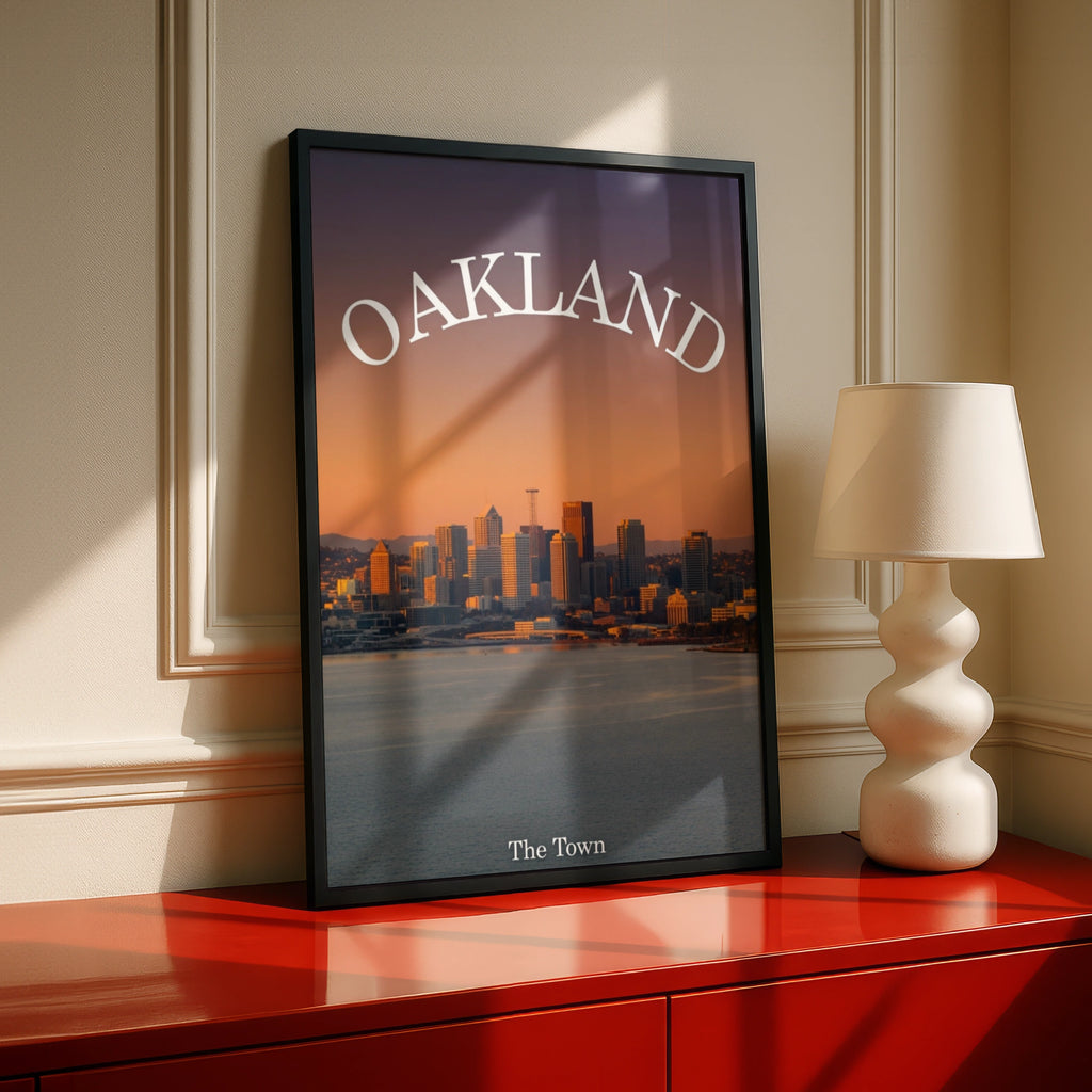 Oakland California Skyline Poster, The Town Sunset City Wall Art Print