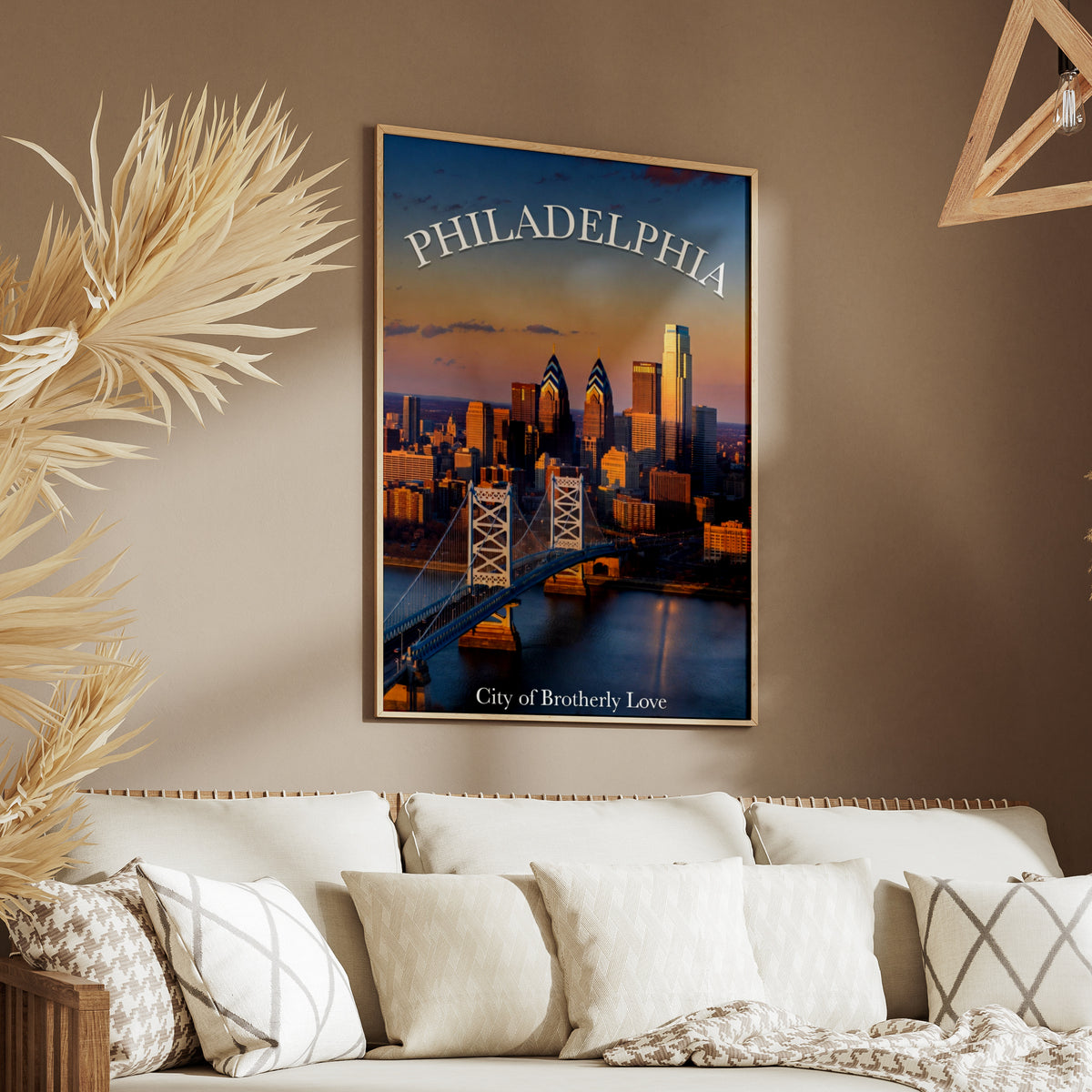 Philadelphia Skyline Poster, City of Brotherly Love Wall Art, Philly Bridge Print