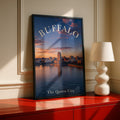 Buffalo New York Skyline Poster, The Queen City Sunset Wall Art Print