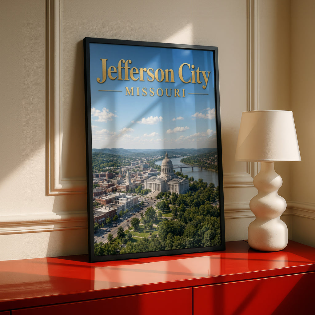 Jefferson City Missouri Poster, State Capitol Wall Art, MO Skyline Print, River View