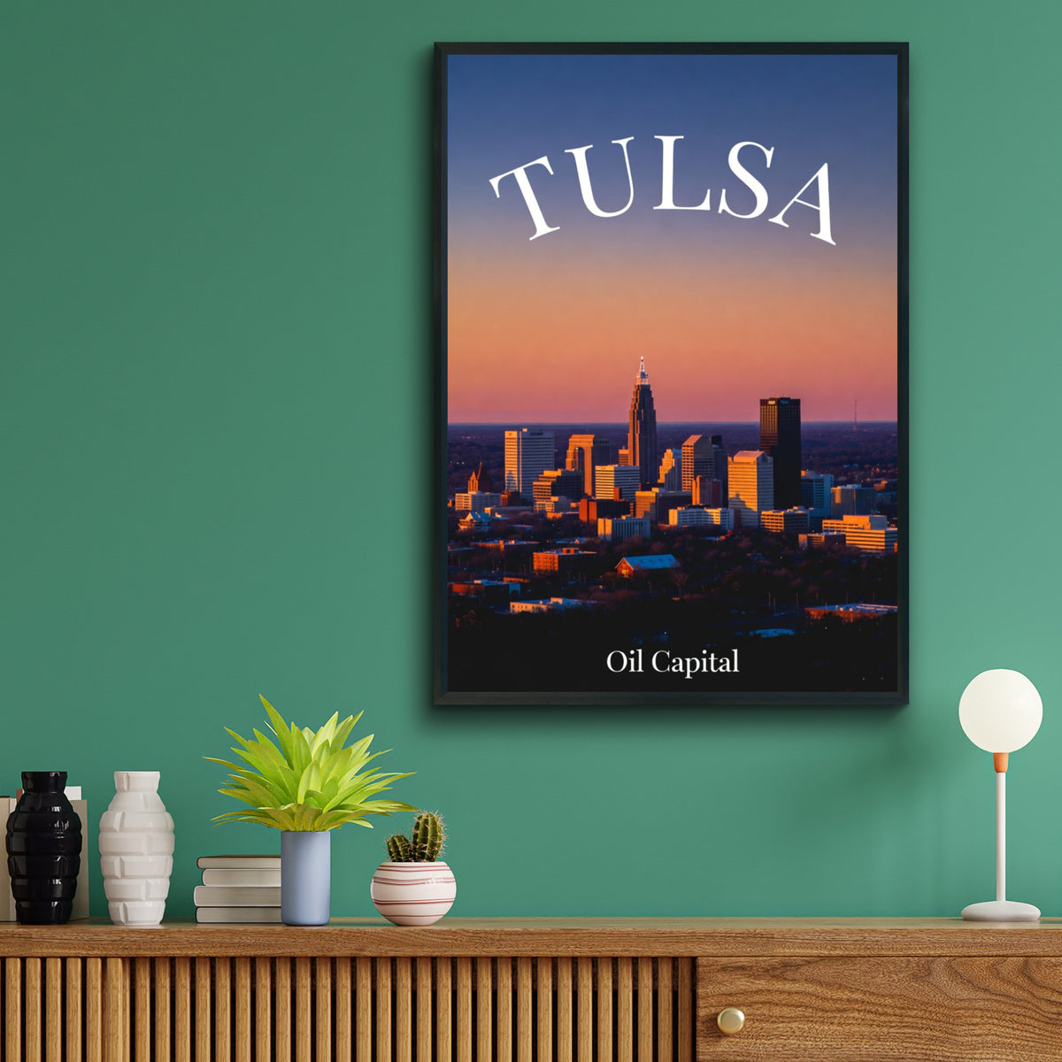 Tulsa Oklahoma Skyline Poster, Oil Capital Sunset City Print, Oklahoma Wall Art Gift