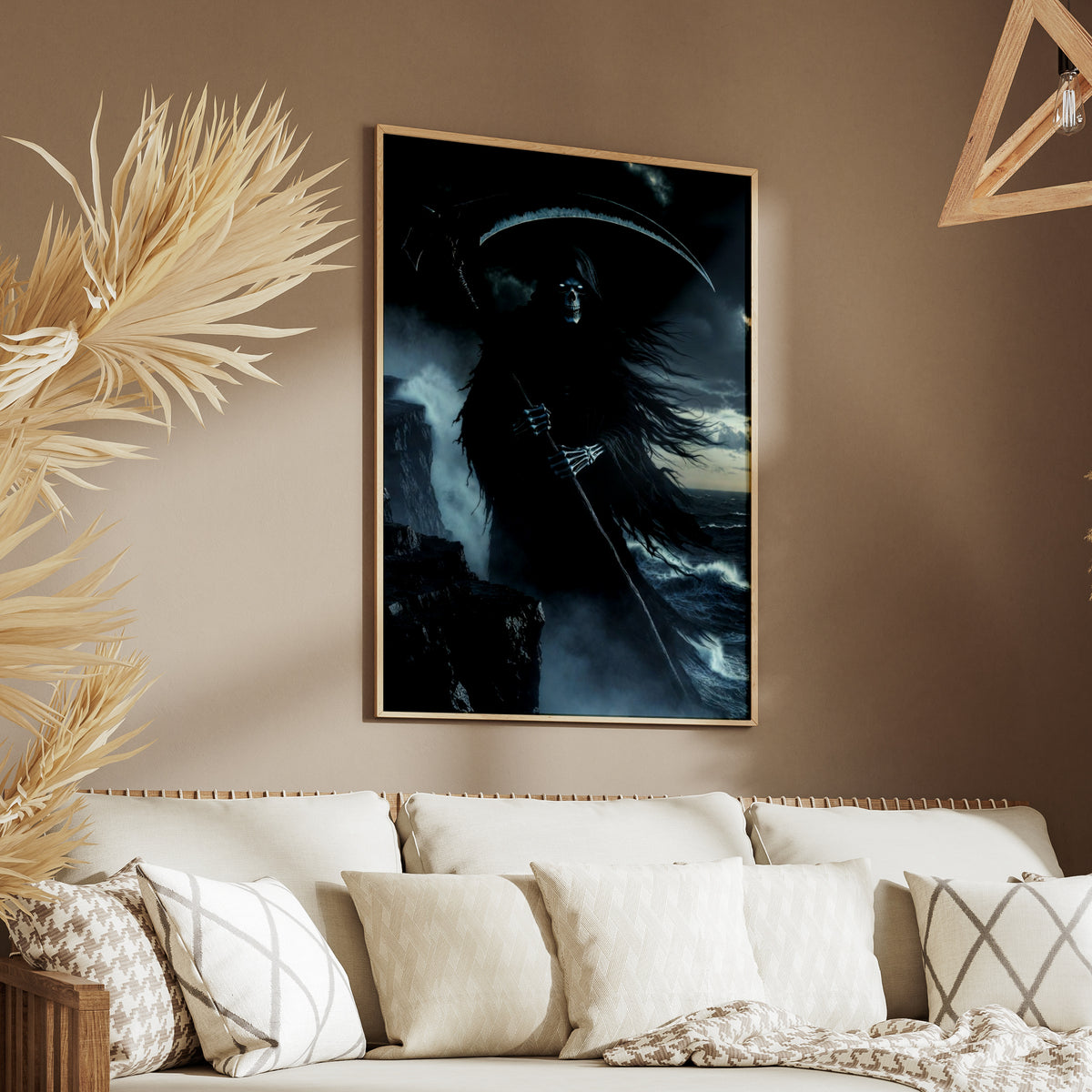 Grim Reaper Poster, Dark Fantasy Wall Art, Death Scythe Print, Gothic Horror Skull Decor
