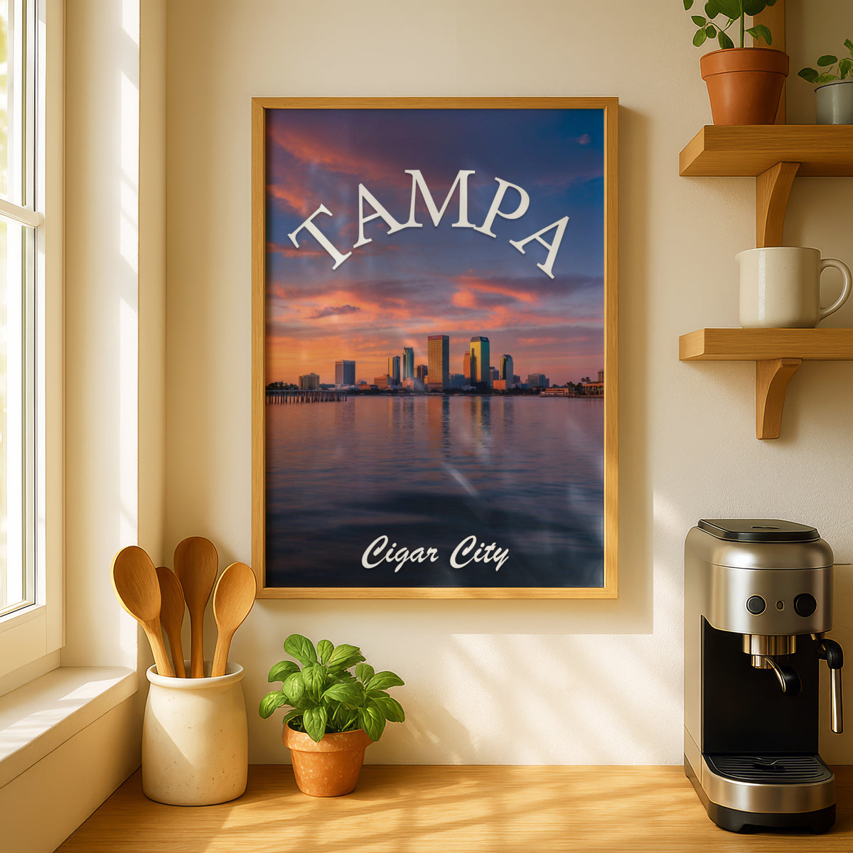 Tampa Skyline Poster, Cigar City Sunset Wall Art, Florida City Print, Tampa Bay Decor