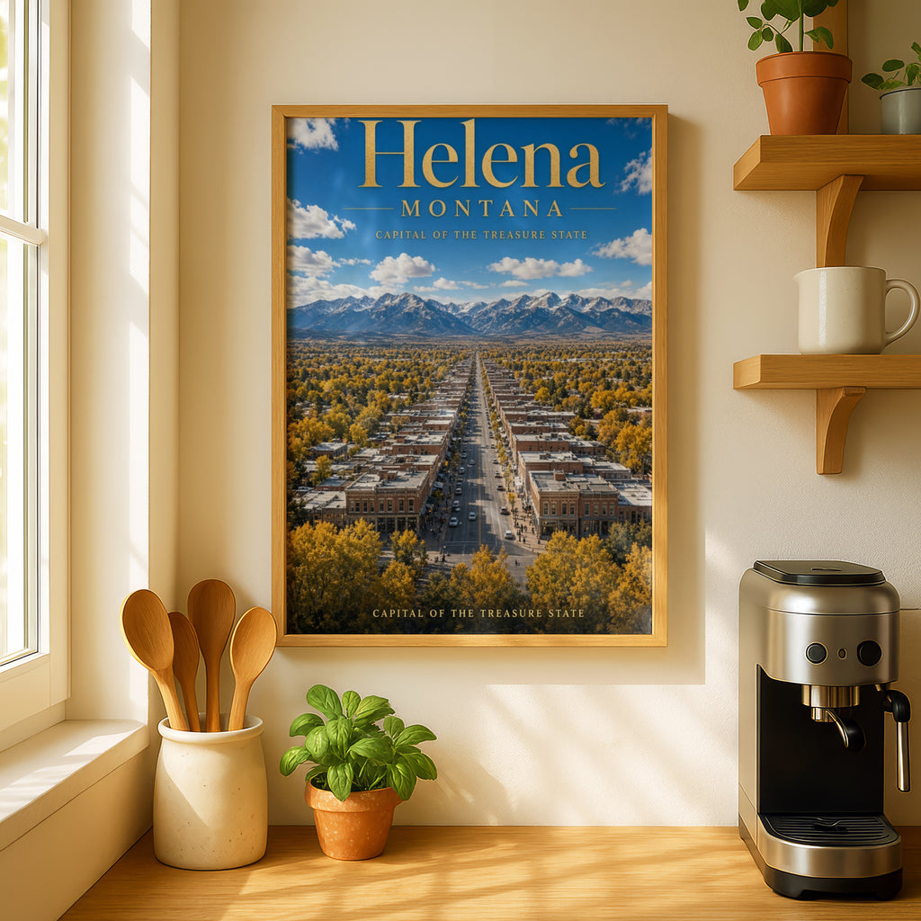 Helena Montana Travel Poster, Capital Treasure State Wall Art, Rocky Mountain Print