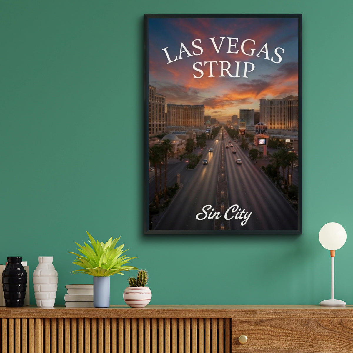 Las Vegas Strip Poster, Sin City Wall Art, Nevada Skyline Print, Sunset Boulevard Decor