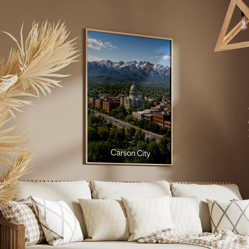 Carson City Nevada Poster, State Capitol Wall Art, Sierra Nevada Mountain Print, NV City