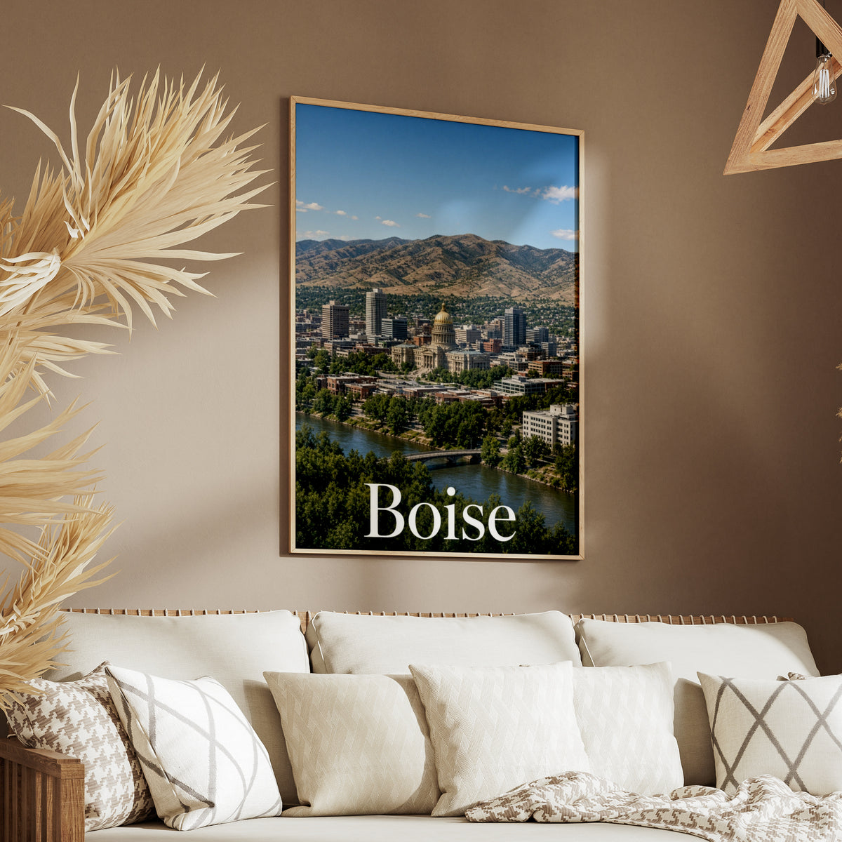 Boise Idaho Skyline Poster, Capitol Building City Wall Art, Foothills Travel Print
