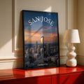 San Jose California Skyline Poster, Garden City Sunset Wall Art, Silicon Valley Print