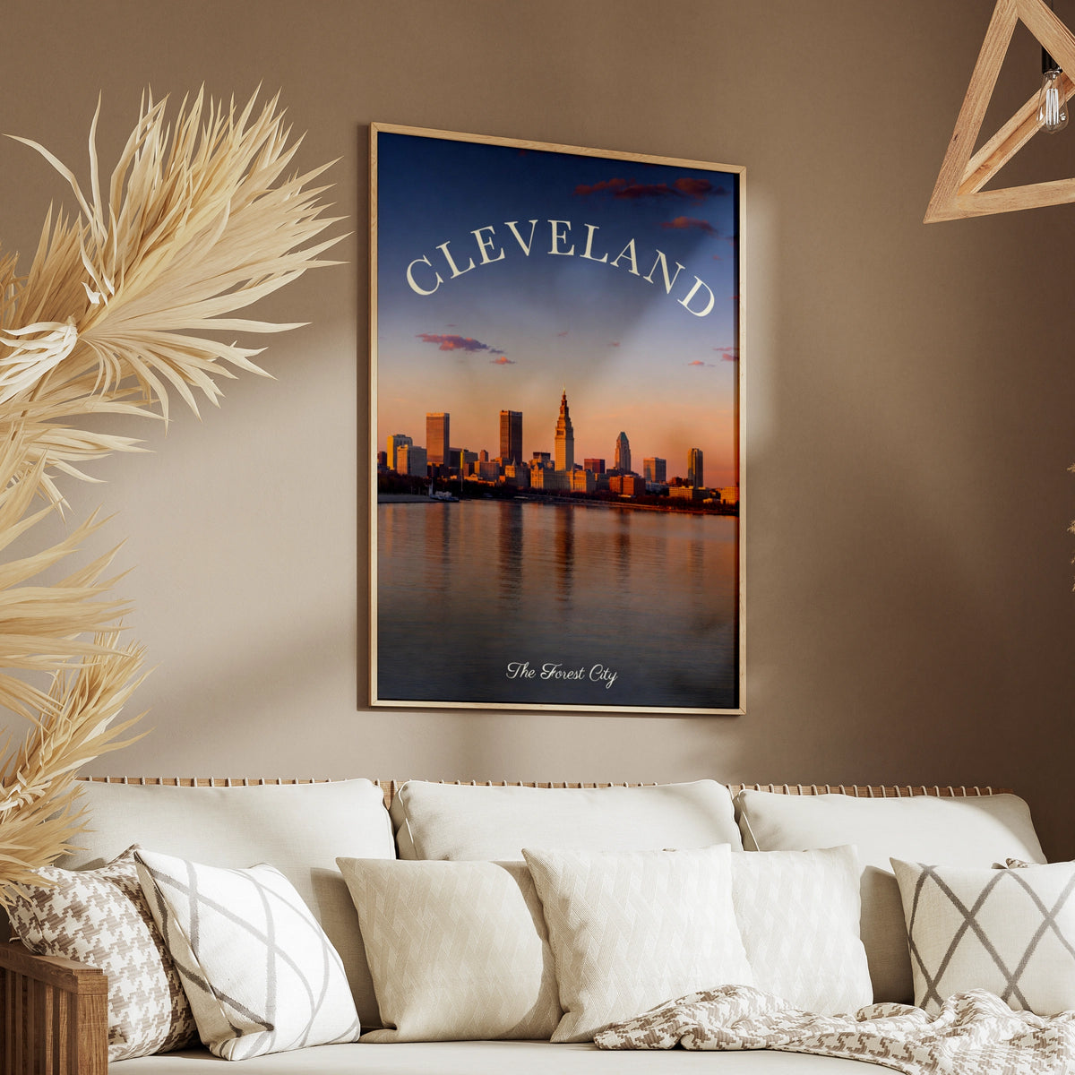 Cleveland Skyline Poster, The Forest City Ohio Wall Art, Lake Erie Sunset Print