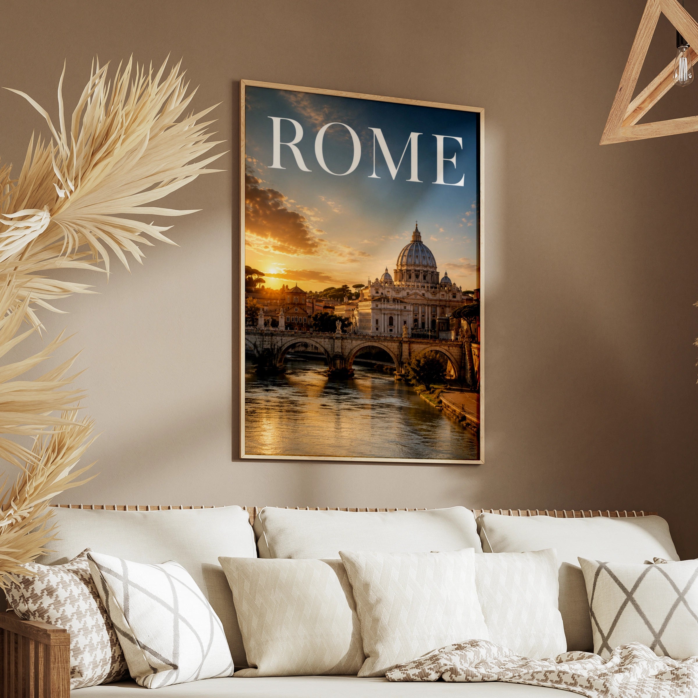 Rome Italy Poster, St Peter's Basilica Sunset Wall Art, Tiber River Travel Print