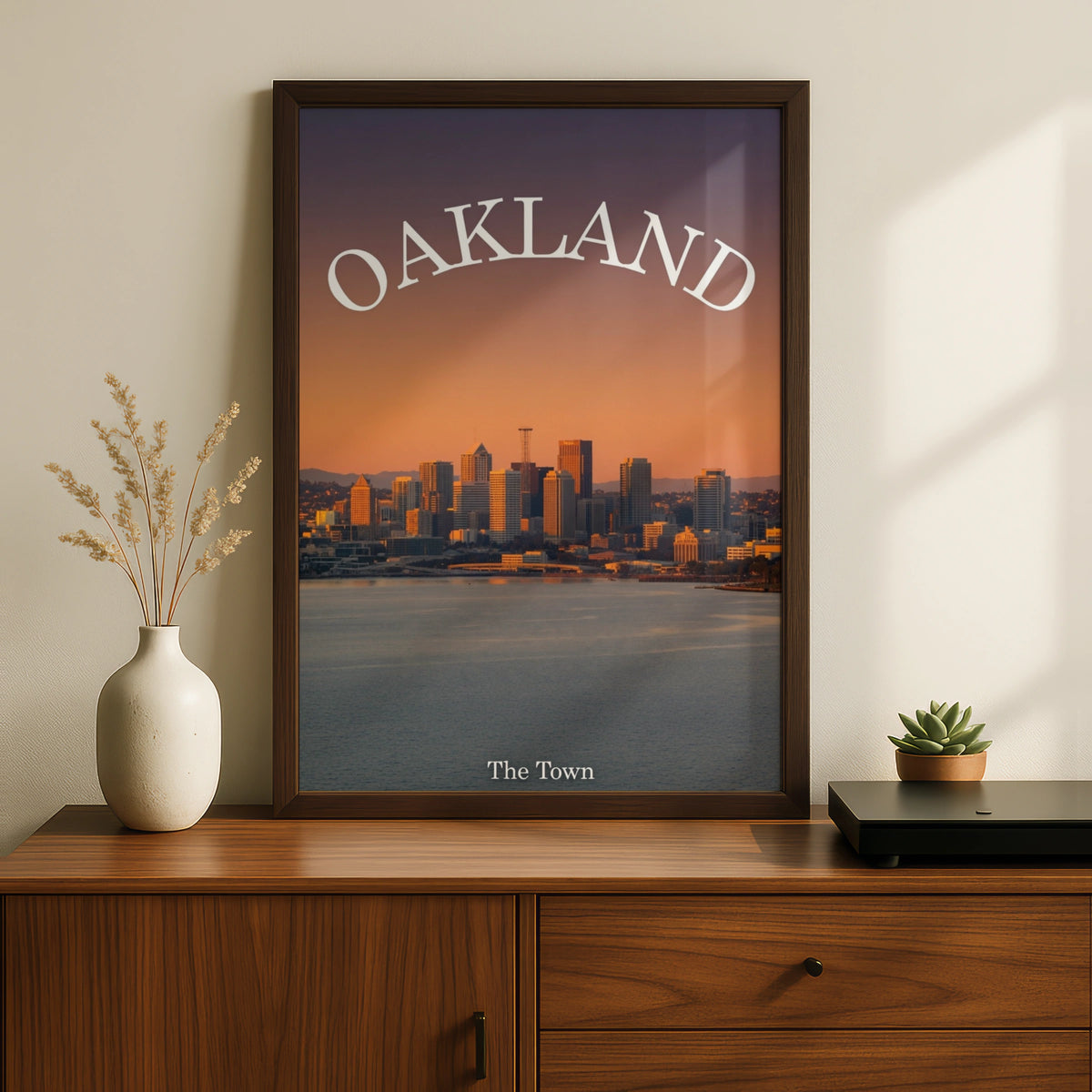 Oakland California Skyline Poster, The Town Sunset City Wall Art Print