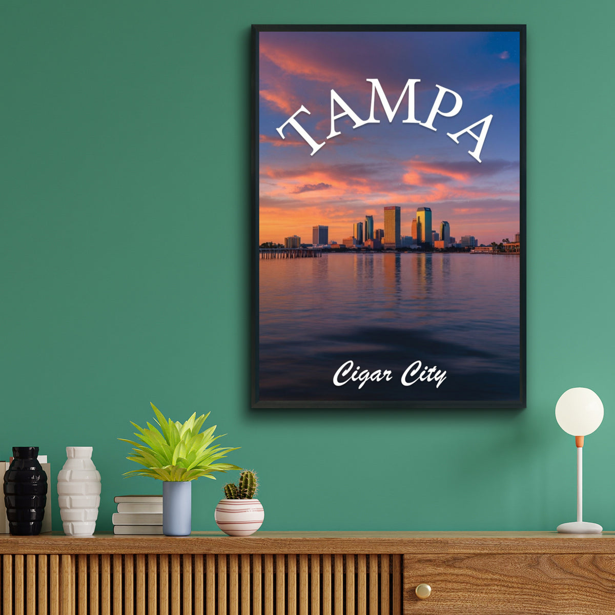 Tampa Skyline Poster, Cigar City Sunset Wall Art, Florida City Print, Tampa Bay Decor