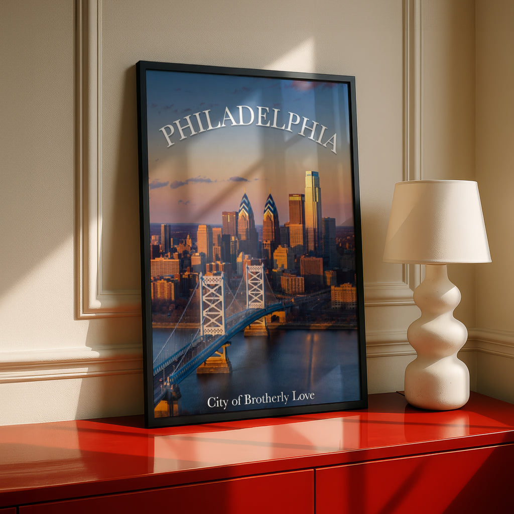 Philadelphia Skyline Poster, City of Brotherly Love Wall Art, Philly Bridge Print