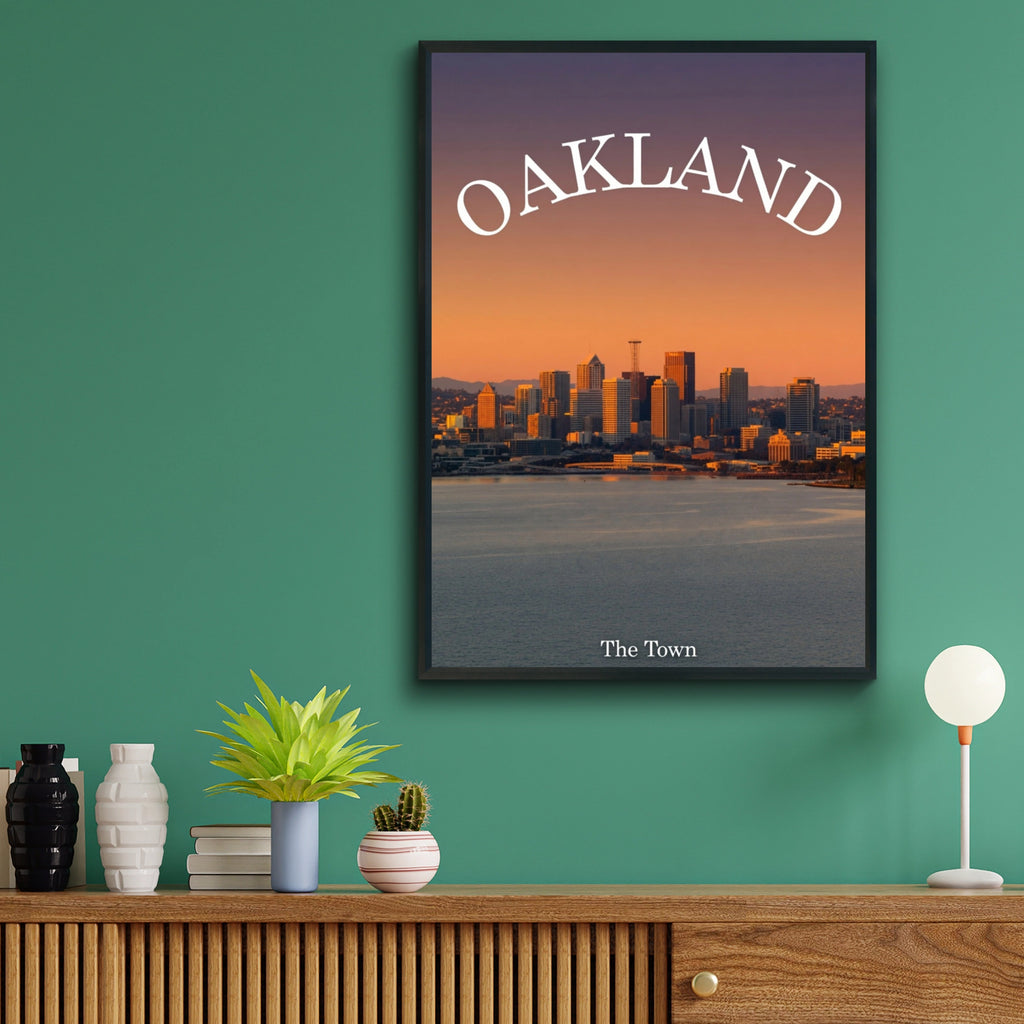 Oakland California Skyline Poster, The Town Sunset City Wall Art Print