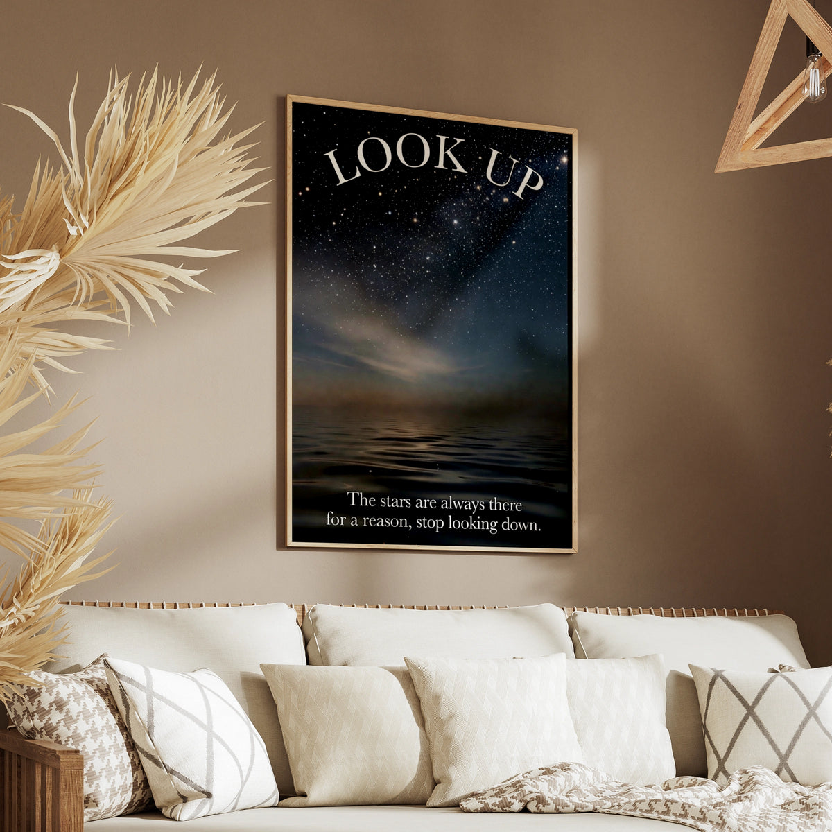 Look Up Starry Night Sky Motivational Quote Poster, Inspirational Wall Art Print
