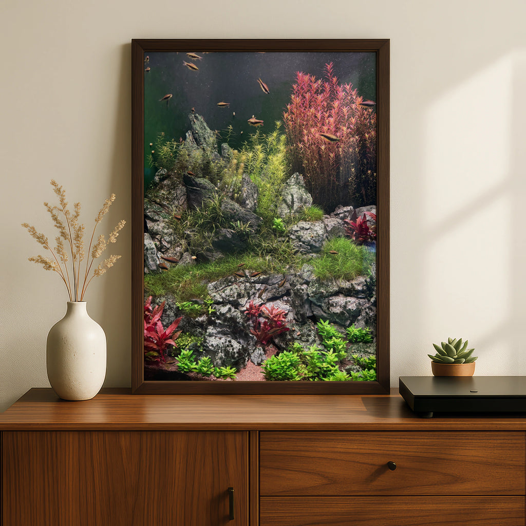 Aquascape Fish Tank Poster, Planted Aquarium Wall Art, Tropical Fish Print