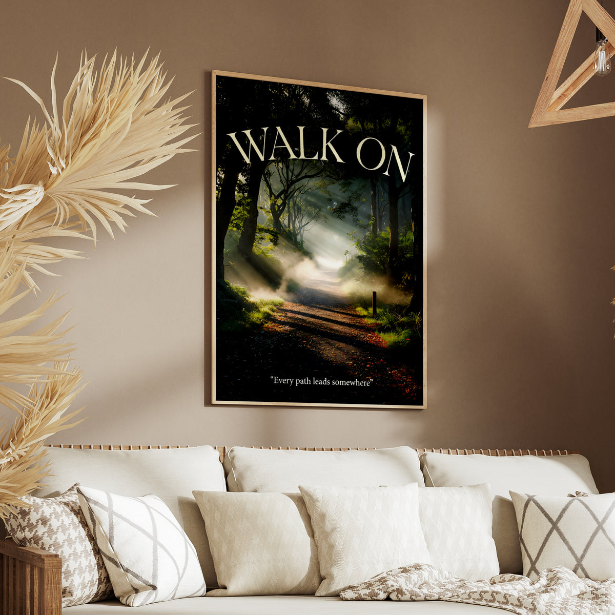 Walk On Motivational Forest Path Poster, Nature Trail Wall Art, Inspirational Quote Print