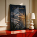 God's Fingerprints Spiritual Nature Poster, Coastal Mountain Sunset Wall Art, Christian Faith Print