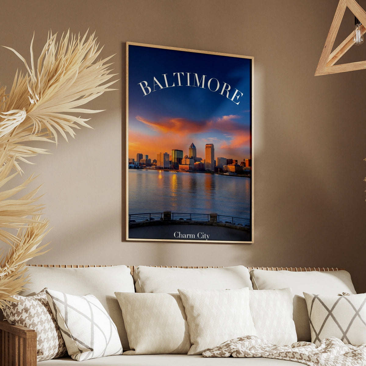 Baltimore Skyline Poster, Charm City Sunset Wall Art, Maryland cityscape print