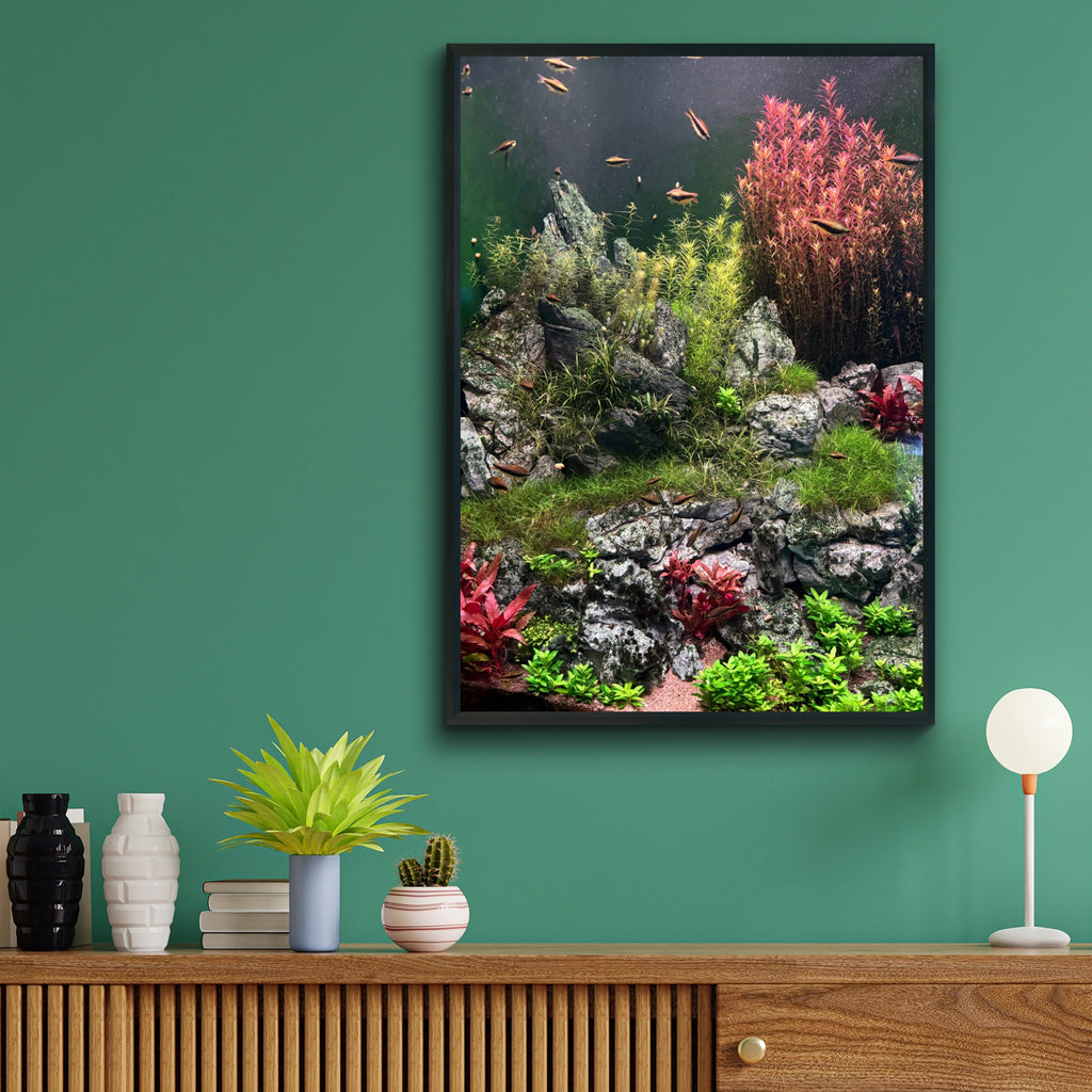 Aquascape Fish Tank Poster, Planted Aquarium Wall Art, Tropical Fish Print