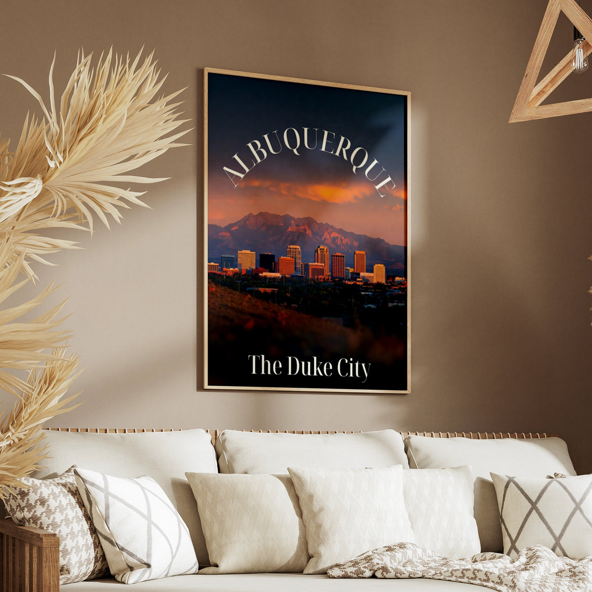 Albuquerque New Mexico Poster, Duke City Skyline Wall Art, Sandia Mountains Print