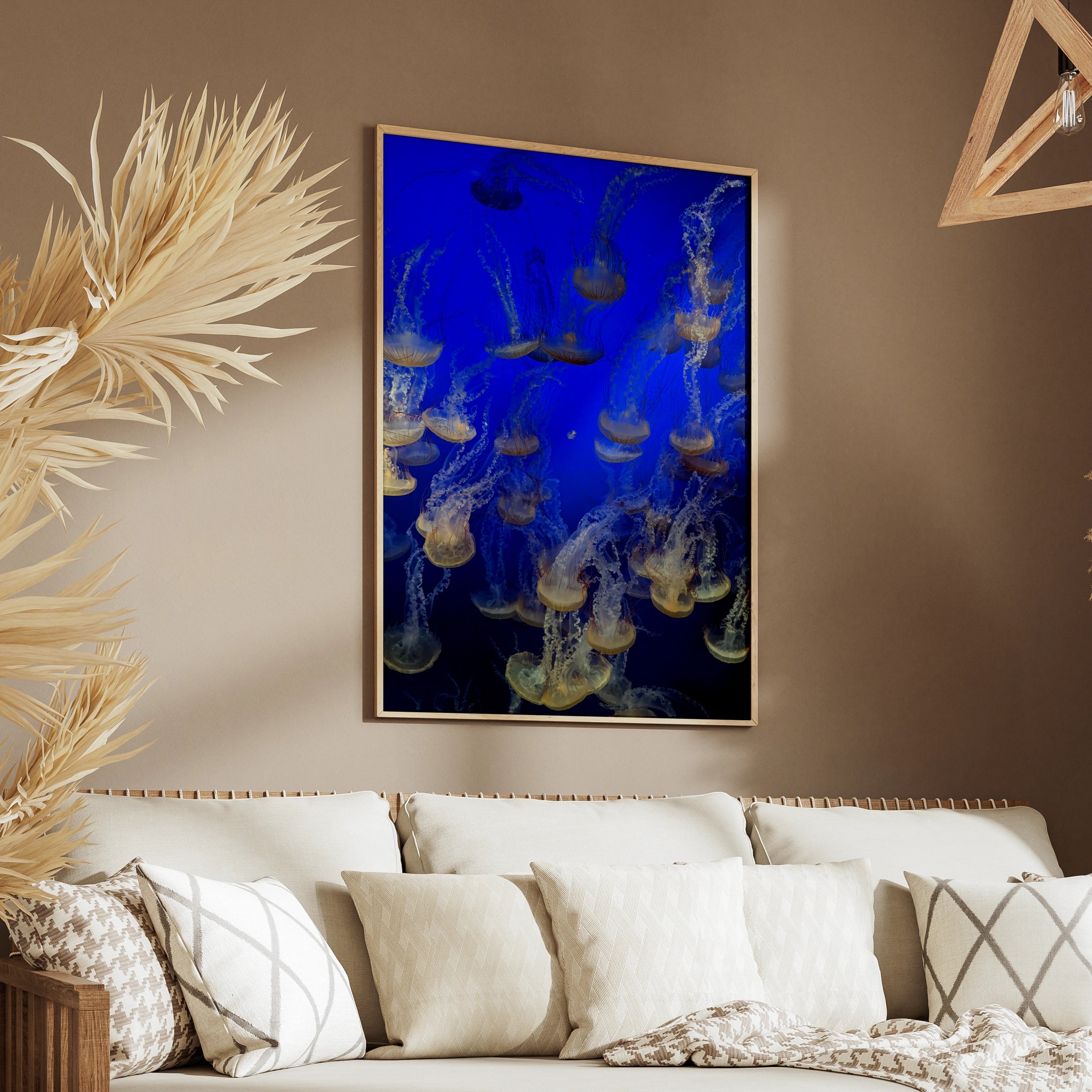 Jellyfish Swarm Poster, Ocean Wall Art, Blue Underwater Sea Life Print, Coastal Decor