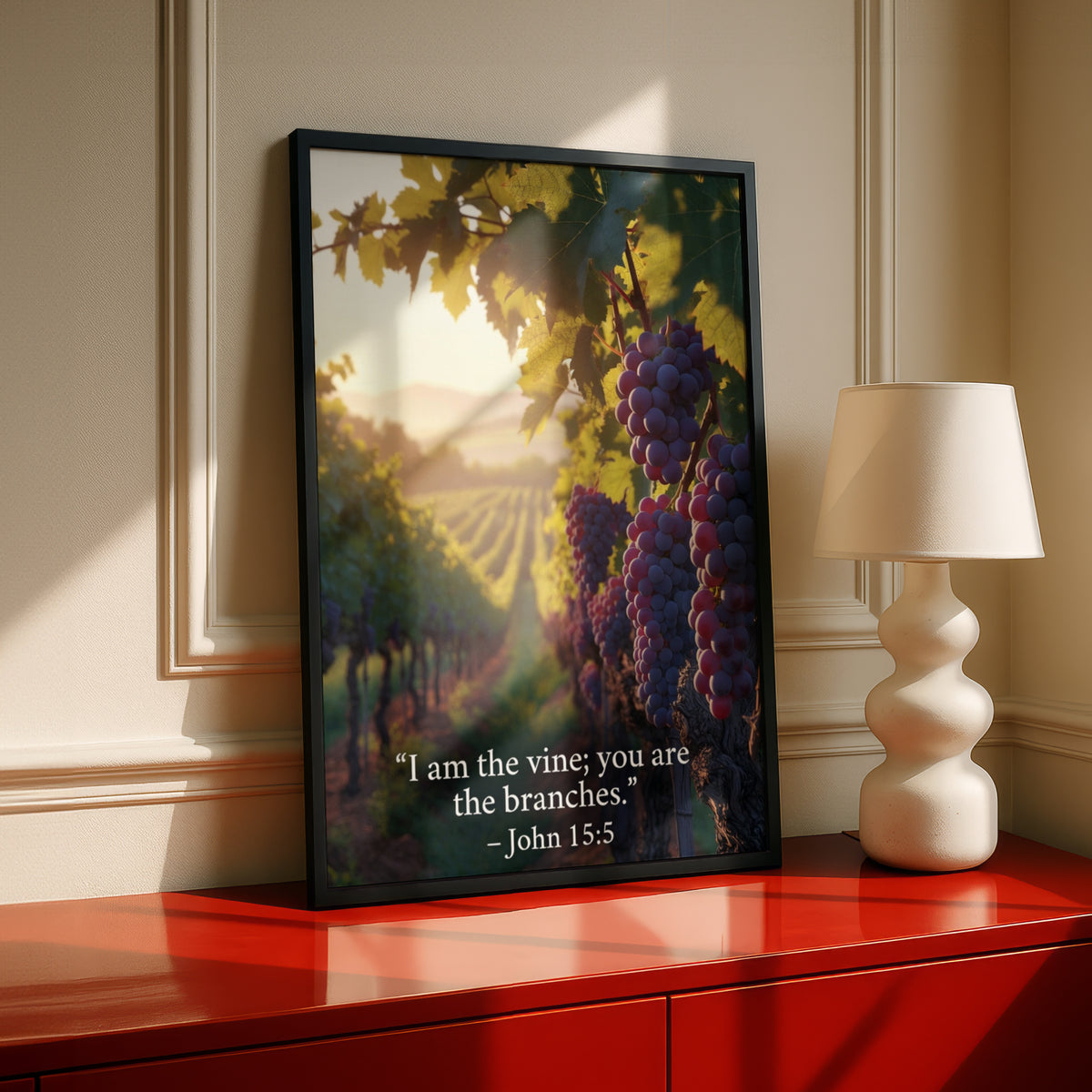 John 15:5 Bible Verse Poster, I Am the Vine Vineyard Scripture Wall Art Print